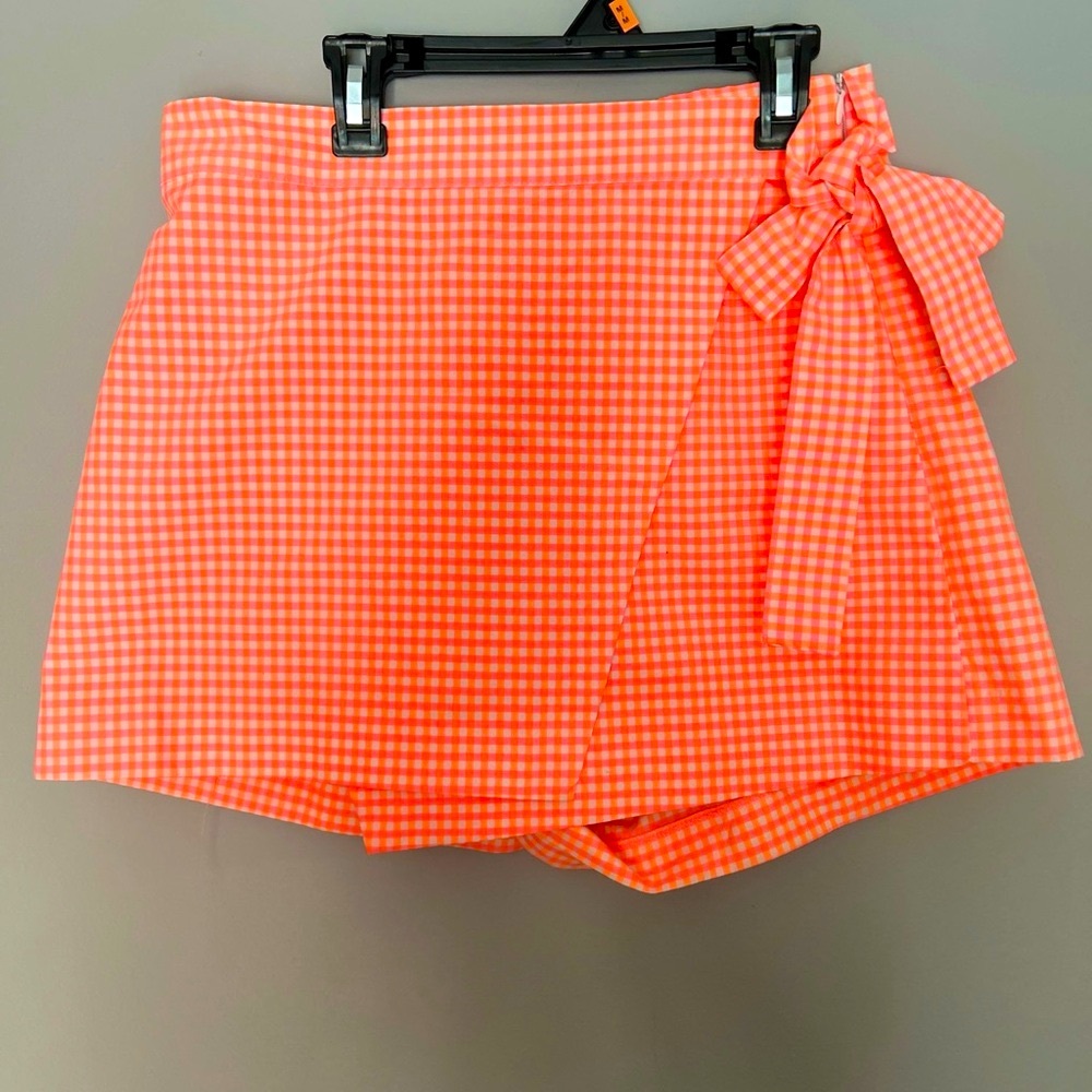 Zara Orange Gingham Wrap Skirt